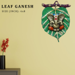 Green & Golden Leaf Ganesh Idol Wall Hanging