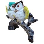 Beautiful Two Owls on a Bark Showpiece | Polyresin Owl Statue for Home, Living Room, Study Table & Office Decor