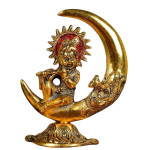 Metal Gopal Krishna on Moon Idol | Elegant Krishna Statue Showpiece for Pooja, Home & Office Decor | Perfect Gift