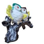 Beautiful Two Owls on a Bark Showpiece | Polyresin Owl Statue for Home, Living Room, Study Table & Office Decor