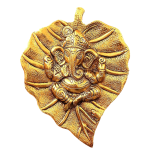 Wall Hanging Ganesh Statue on Leaf in Gold Finish | Patta Ganesh for Wall Décor | Elegant Ganesha Figurine  for Home and Office
