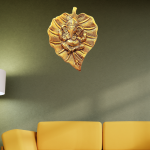 Wall Hanging Ganesh Statue on Leaf in Gold Finish | Patta Ganesh for Wall Décor | Elegant Ganesha Figurine  for Home and Office