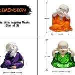 Cute Small Monk Lord Buddha Showpieces, 3-Piece Set | Miniature Buddha Figurines