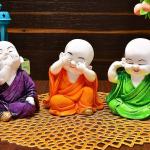 Cute Small Monk Lord Buddha Showpieces, 3-Piece Set | Miniature Buddha Figurines