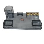 Multipurpose Transparent Office Desk Organizer with Pen Holders and Compartments