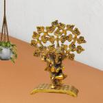 Decorative Brass Ganesh Statue with Damroo Pedestal