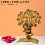 Decorative Brass Ganesh Statue with Damroo Pedestal