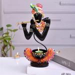 Black Murli Krishna Statue T Light Holder