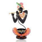 Black Murli Krishna Statue T Light Holder