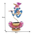 Blue Murli Krishna Statue T Light Holder