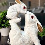 Rabbit with Baby Statue for Home Decor | Living Room | Showpiece Figurine |White, Red Eyes