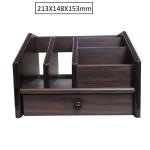 Wooden Pen & Pencil Stand with Drawer: Stationery Organizer and Mobile Holder for Office & Student Desk Use