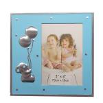 Charming Baby-Themed Blue Photo Frame with Moon, Star, and Teddy Bear Design - 3" x 4"
