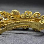 Vintage Gold-Tone Hair Clip with Champagne Rhinestones and Pearls 9.5cm