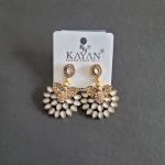 Elegant Gold Plated Peacock Design Earrings with White|Green|Pink and Brown Stones
